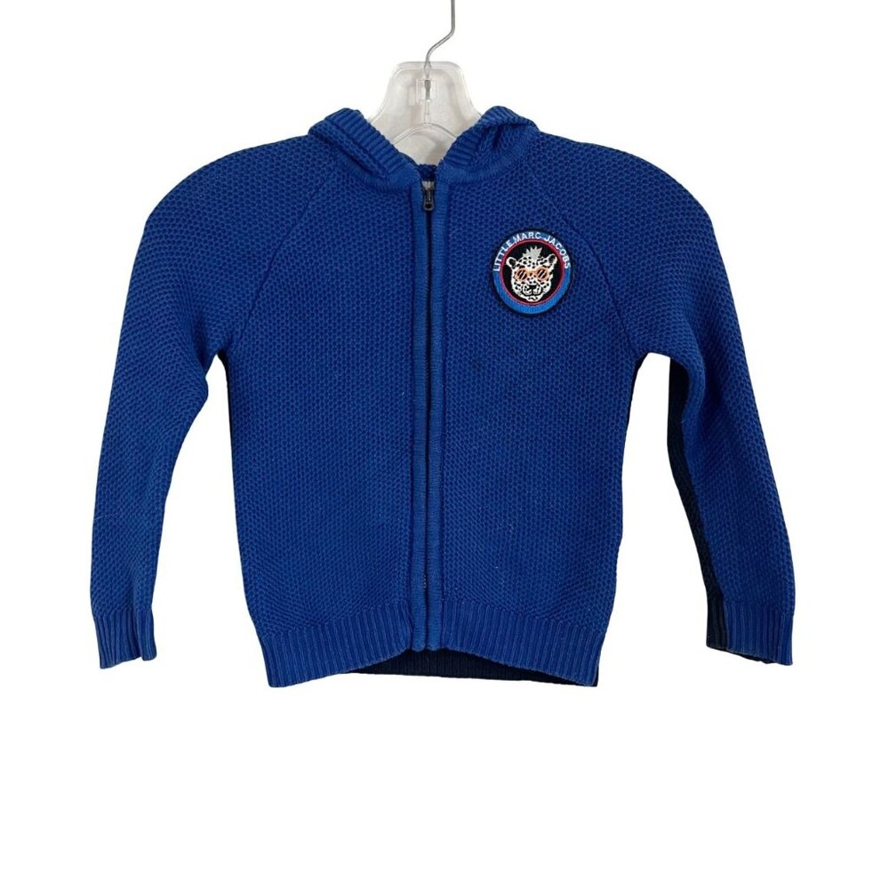 Little Marc Jacobs Blue & Black Full Zip Knit Sweater Hoodie - Size‎ 4, 102 cm